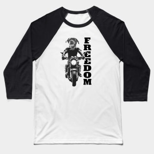 Freedom Dog on Motorcycle Baseball T-Shirt